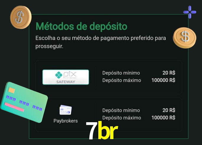 O cassino 7br oferece uma grande variedade de métodos de pagamento